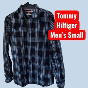 Tommy Hilfiger Men's Blue Plaid Shirt, Size Small